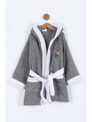 Bella Home Palyaço Nakışlı Kapüşonlu Çocuk Bornozu - %100 Cotton - Orijinal Kutulu