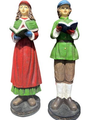 İki Cadı Tasarım Kitap Okuyan Kız ve Erkek Dekoratif Polyester Obje