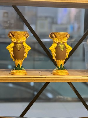 İki Cadı Tasarım Dekoratif Renkli Ikili Mumluk - 25CM x 15CM