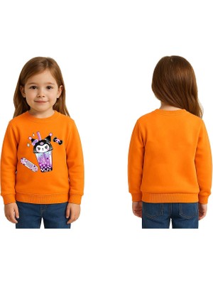 Sedirli Unisex Kuromi Baskılı Çocuk Swaetshirt 3 Iplik Şardonlu