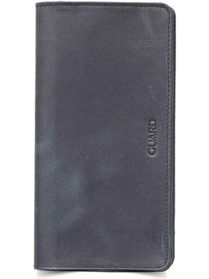 Guard Antik Siyah Telefon Girişli Deri Erkek/kadın Portföy Cüzdan