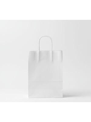 Esila Kağıtçılık 1.kalite 18X8X24 cm 1’ Li Beyaz Renkli Kraft Kağıt Çanta, Hediye Poşeti, Hediye Paketi, Kraft Çanta