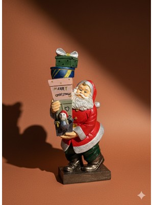İki Cadı Tasarım Noel Baba Hediye Paketli Polyester Obje, 35 x 19 x 9 cm