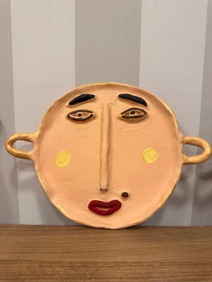 İki Cadı Tasarım El Yapımı Kulplu Seramik Surat Tabak