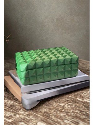 İki Cadı Tasarım Zımbalı Kutu, Büyük Boy Yeşil Dekoratif Kutu