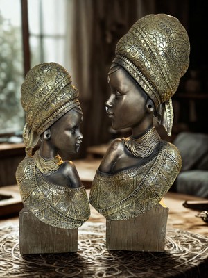 İki Cadı Tasarım Kız 2'li Set – El Yapımı Polyester Dekoratif Obje Biblo