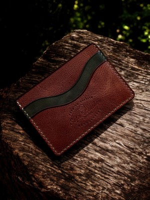 Kalkan Deri El Yapımı 5 Bölmeli Hakiki Deri Kartlık - Kahverengi ve Haki - Minimalist Tasarım