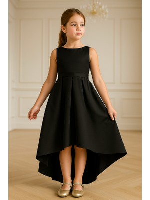 LilyMoon Kız Çocuk Saten Abiye Elbise – Prenses Model Mezuniyet ve Parti Elbisesi