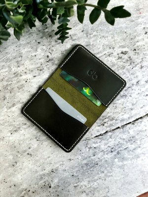 Kalkan Deri Italyan Minimal Deri Kartlık (Haki)