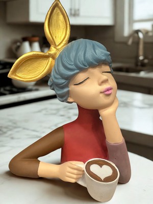 İki Cadı Tasarım Fincan Tutan Fiyonklu Kız, Masaüstü Obje, Ev Dekorasyonu Ürünü