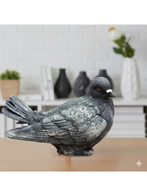 İki Cadı Tasarım Güvercin Gerçek Boyut Dekoratif Polyester Obje - 20CM x 15CM