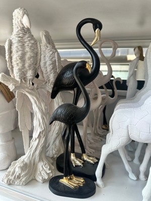 İki Cadı Tasarım Ikili Flamingo Obje Seti | Polyester Dekoratif Kuş Figürleri