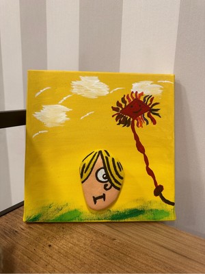 İki Cadı Tasarım Doğal Taş Detaylı Tual Tablo - Uçurtma ve Çocuk