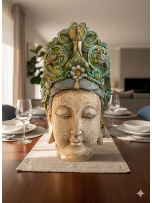 İki Cadı Tasarım Dev Buda Heykeli Polyester Dekoratif Obje-44 x 24 cm