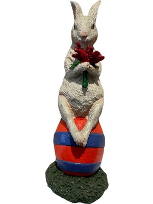 İki Cadı Tasarım Yumurtada Oturan Bay Tavşan Dekoratif Polyester Obje, Biblo