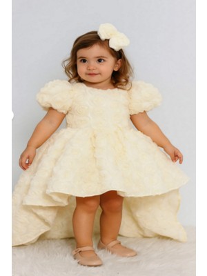 LilyMoon Kız Çocuk Özel Gün Elbisesi Gül Dokulu Abiye Model