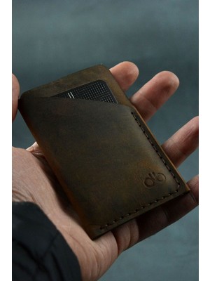 Kalkan Deri Taba Minimal El Yapımı Hakiki Deri Kartlık -