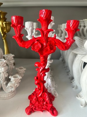 İki Cadı Tasarım Kırmızı Şamdan Dekoratif Obje | Polyester Şamdan Ev Dekorasyon Ürünü