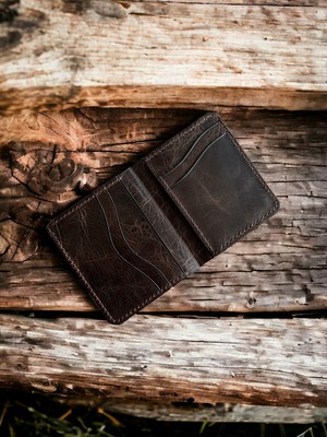 Kalkan Deri Italyan Deri El Yapımı Özel Cüzdan (Kahve)