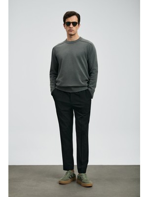 Lufian Erkek Slim Fit Sımon Smart Chino Pantolon 112190329 Siyah Dokuma Kumaş ile Casual Stil