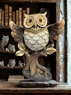 İki Cadı Tasarım Baykuş Etnik Biblo Dekoratif Polyester Obje