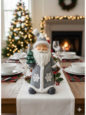 İki Cadı Tasarım Noel Baba Büyük Büst Polyester Dekoratif Obje - 39X18CM