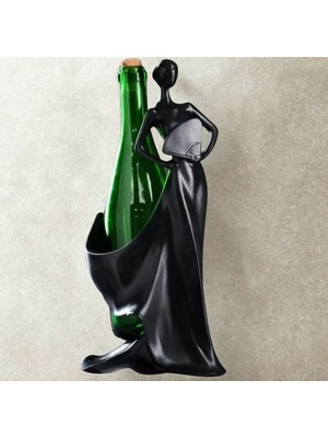 İki Cadı Tasarım Siyah Renkli Şık ve Dekoratif Yelpazeli Kadın Şaraplık