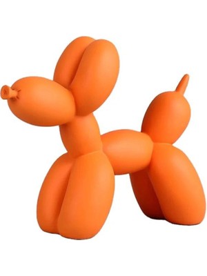 İki Cadı Tasarım Turuncu Renkli Balon Köpek, Hediyelik, Ev Ofis Dekoratif Obje, Biblo - 20CM x 17CM