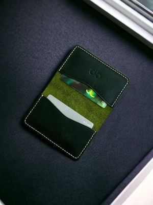 Kalkan Deri Italyan Minimal Deri Kartlık (Yeşil)