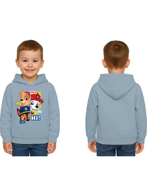 Sedirli Unisex Pawpetrol Baskılı Çocuk Swaetshirt Kapşonlu 3 Iplik Şardonlu