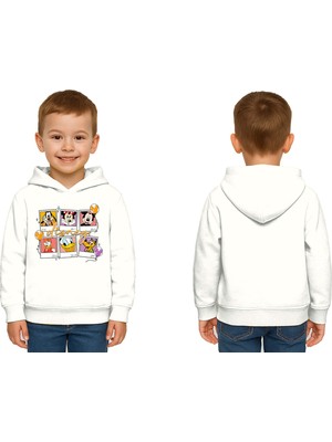 Sedirli Unisex Baskılı Çocuk Swaetshirt Kapşonlu 3 Iplik Şardonlu