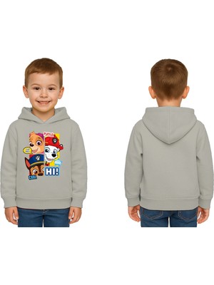 Sedirli Unisex Pawpetrol Baskılı Çocuk Swaetshirt Kapşonlu 3 Iplik Şardonlu