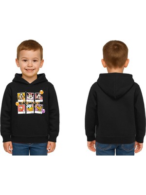 Sedirli Unisex Baskılı Çocuk Swaetshirt Kapşonlu 3 Iplik Şardonlu