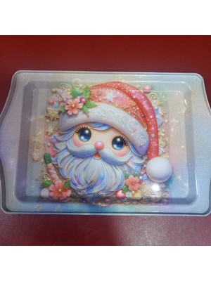 Es Dekor Yeni Yıl Temalı Metal Tepsi 15,7X24,5CM Özel An Unutulmaz Küçük 1 Adet