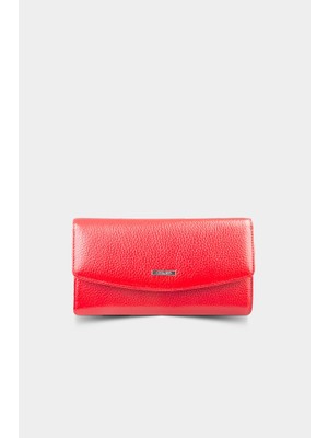 Guard Kırmızı Fermuarlı Deri Bayan Cüzdanı