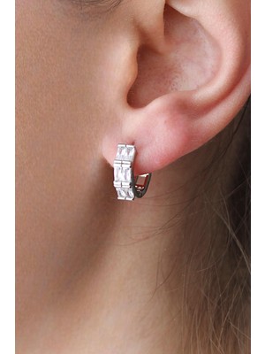 Nenya Vıp Çelik Baget Zirkon Taşlı Halka Küpe