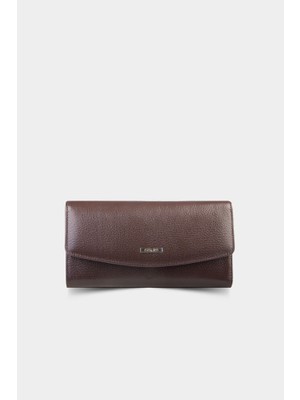 Guard Mat Kahverengi Fermuarlı Deri Bayan Cüzdanı