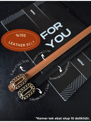 Fiori Hakiki Bombeli Burgu Tokalı Ince Kadın Kemeri, Ceket Kemeri, Gömlek Kemeri, Elbise Kemeri