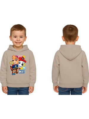 Sedirli Unisex Pawpetrol Baskılı Çocuk Swaetshirt Kapşonlu 3 Iplik Şardonlu