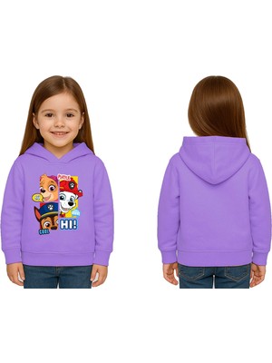 Sedirli Unisex Pawpetrol Baskılı Çocuk Swaetshirt Kapşonlu 3 Iplik Şardonlu