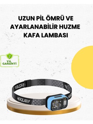 Miss Mojo Üç Renkli LED Kafa Feneri 53 Mod Güç Göstergeli Type C Şarjlı