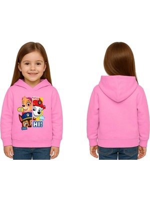 Sedirli Unisex Pawpetrol Baskılı Çocuk Swaetshirt Kapşonlu 3 Iplik Şardonlu