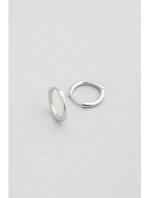 So CHIC Zamansız 18 Ayar Beyaz Altın Kaplama Unisex Gümüş Halka Küpe