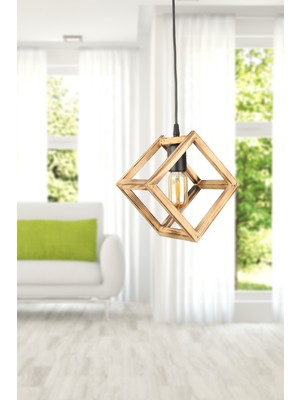 Begüsa Ahşap Küp Tekli Avize