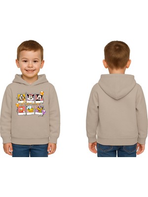 Sedirli Unisex Baskılı Çocuk Swaetshirt Kapşonlu 3 Iplik Şardonlu