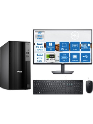 Dell Pro Tower QCT1250 Intel Core I7 14700 5.4ghz 96GB Ddr5 2tb SSD 27 Inç Monitör Windows 11 Pro Nvidia GT1030 4gb Masaüstü Bilgisayar 27QCT1250I7GT1030P34 + Zetta Flash Bellek