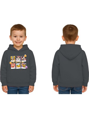 Sedirli Unisex Baskılı Çocuk Swaetshirt Kapşonlu 3 Iplik Şardonlu