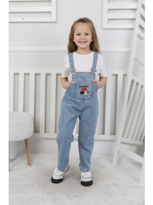 Canan Çakmak Kız Çocuk Slopet Çocuk Kot Tulum Mickey Mouse Desenli Slopet