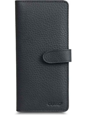 Guard Mat Siyah Kart ve Para Slotlu Deri Telefon Cüzdanı
