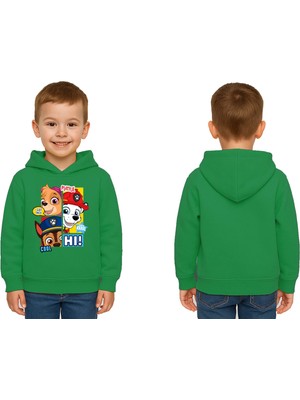 Sedirli Unisex Pawpetrol Baskılı Çocuk Swaetshirt Kapşonlu 3 Iplik Şardonlu